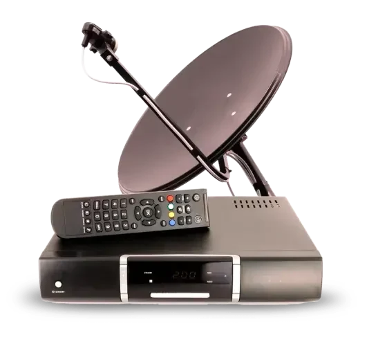 A satellite receiver, remote control, and satellite dish