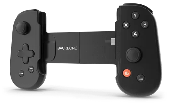A black Backbone One mobile gaming controller